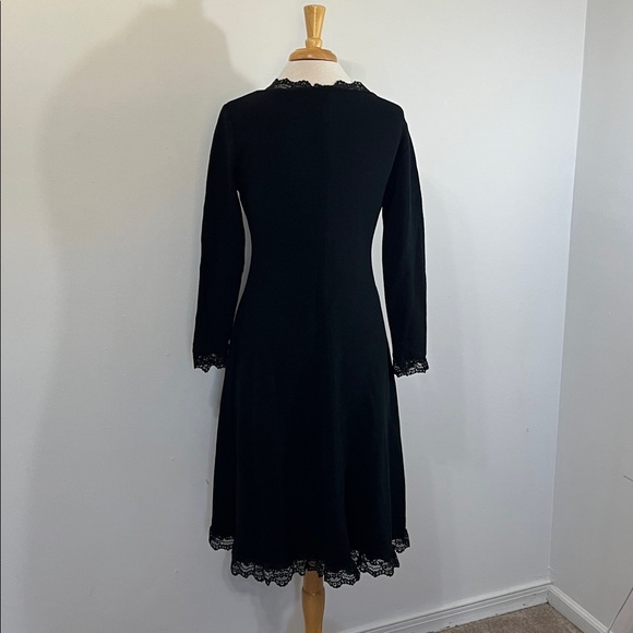 Vintage Pat Richards Lace Trimmed Dress Medium Large Black Union Made! - Picture 3 of 11